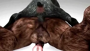 Minotaur fucks duplicate fool around with and cums near his throat - wildlife