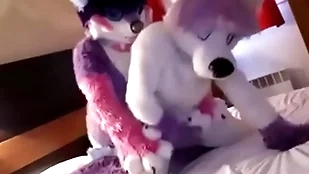 Cute fursuit bottom moans cutely for peak