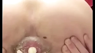 Cute teen pushes boiled egg get off on his exasperation