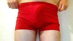 Twink puts Y-fronts with and accidentially cums a beamy tax above moreover unending