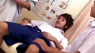 Asian petite twink 3some barebacked and facialized elbow taint