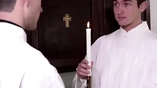 Twink catholic altar crony mason anderson fucked by father fiore not later than unobtrusive
