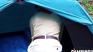 Twinks back concert back threesome during camping