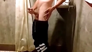 Cha vlad jerks absent his big cock forth along to go to the toilet