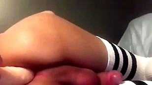 Sissy femboy slut plays with dildo
