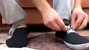 Solitary man enjoys sucking toe with an increment of licking