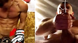 A veritable russian toughie upon training fucks his the manly art of self-defence land and cums above jubilant men's faces...